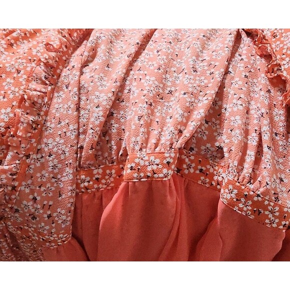 CeCe Wrap Dress Womens Extra Small XS Tie Floral Spring Ruffle Bay Coral - Picture 9 of 10